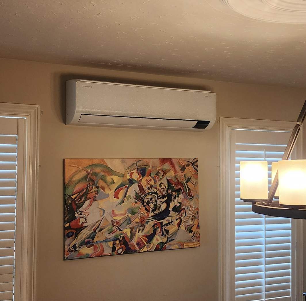 Indoor installation with paint finishing