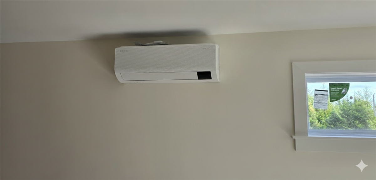 Basement indoor heat pump installation